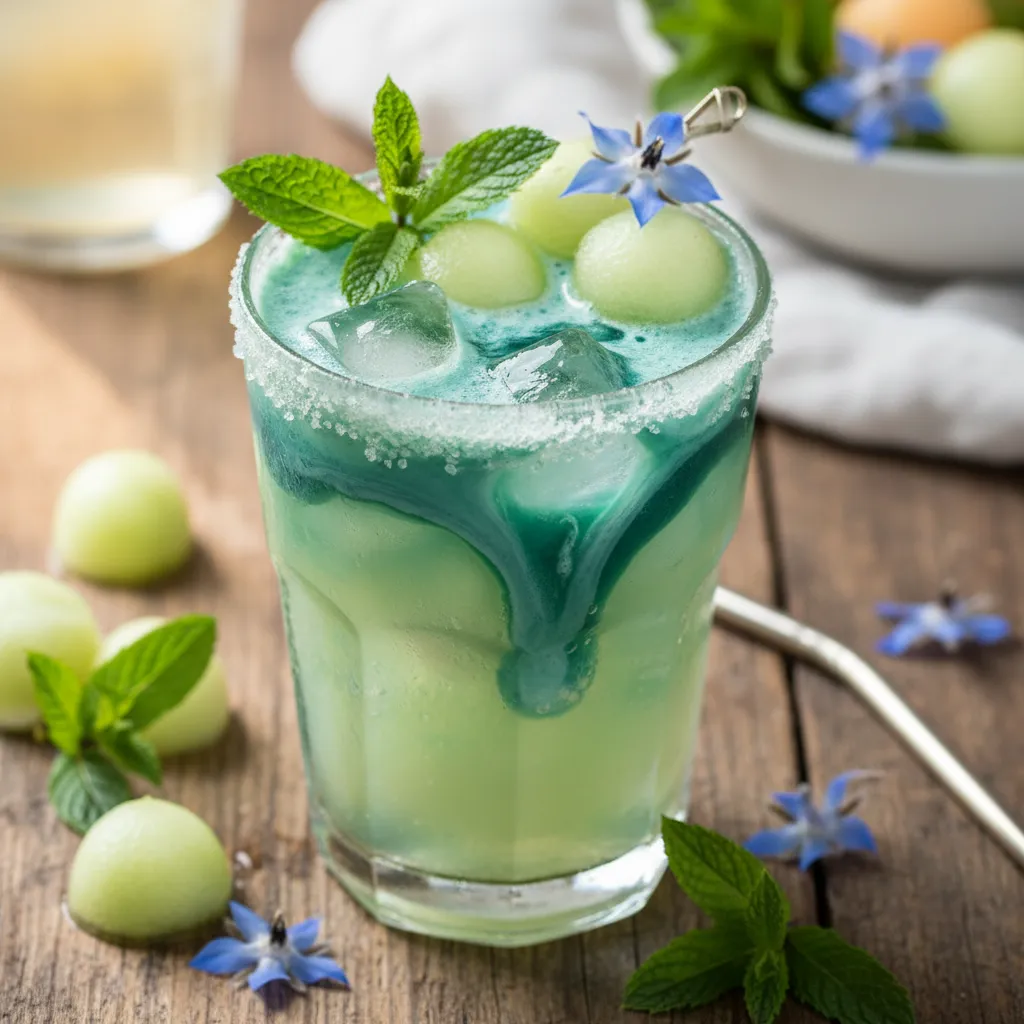 Minted Melon Refresher With Spirulina Splash