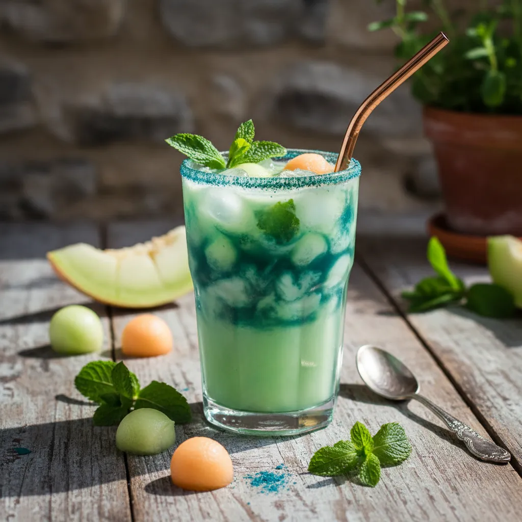 Minted Melon Refresher With Spirulina Splash