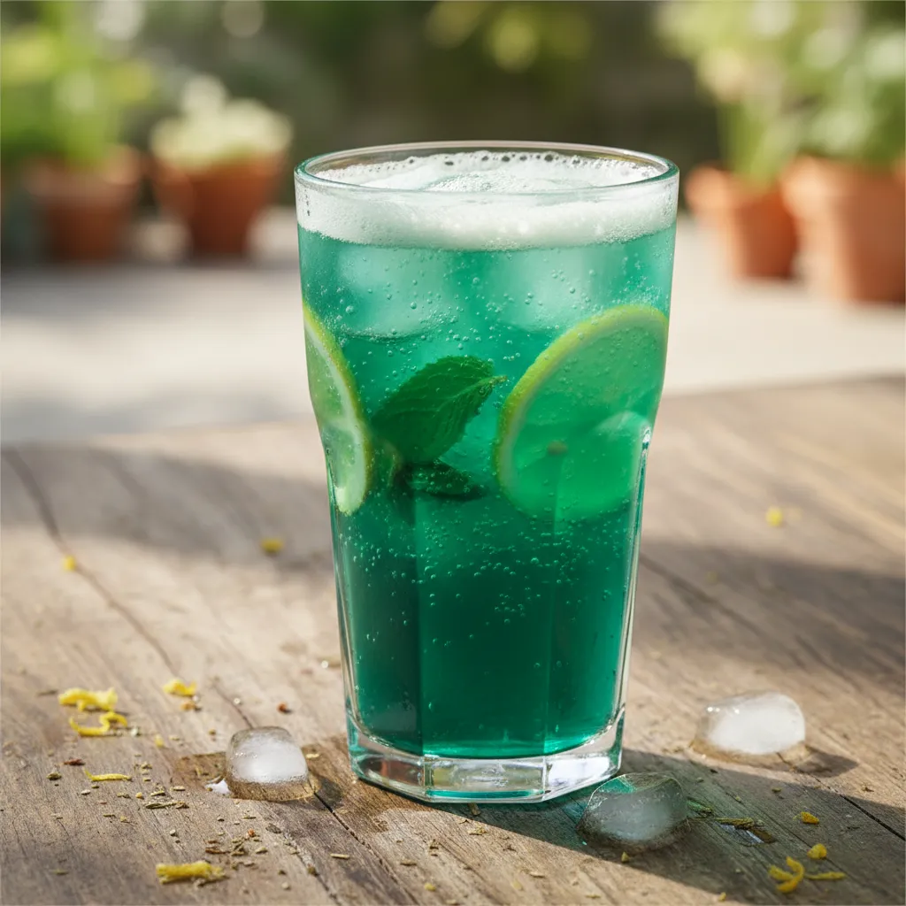 Minted Sparkling Green Tea Lemonade with Spirulina Splash