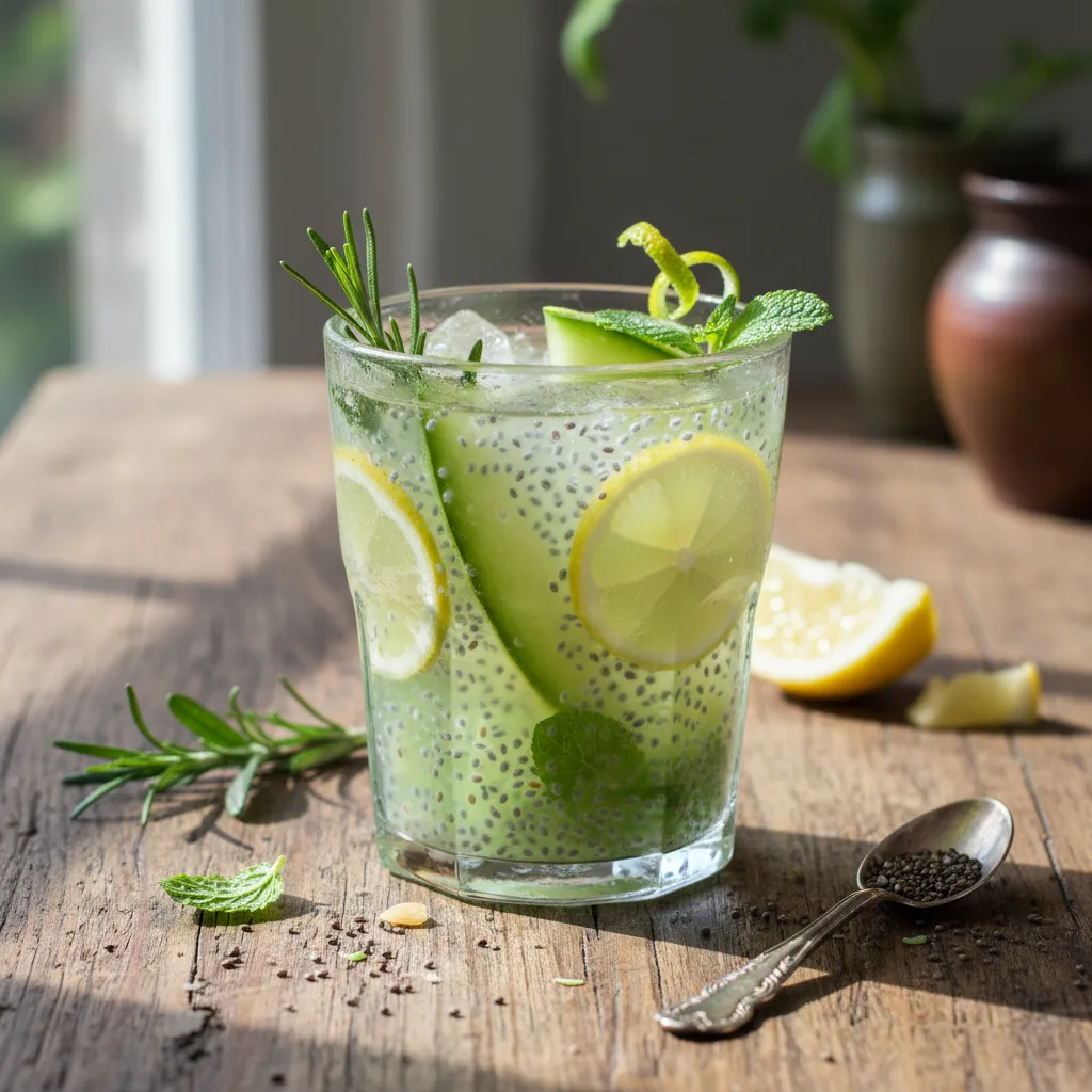 Minty Citrus Chia Infusion with Honeydew and Rosemary