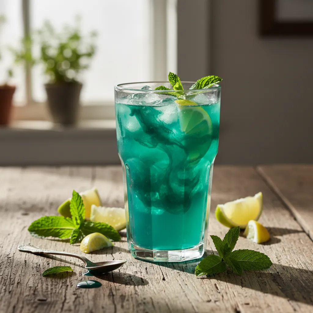 Minty Green Citrus Refresher with Spirulina Swirl