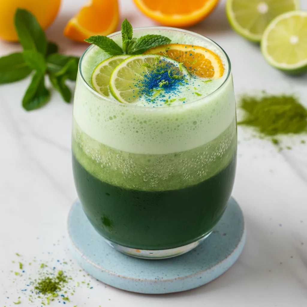 Minty Matcha Spirulina Citrus Fizz