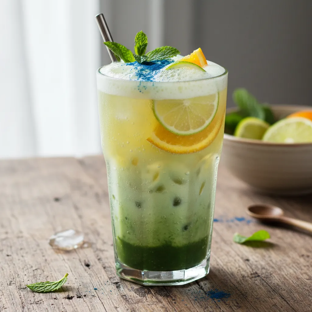 Minty Matcha Spirulina Citrus Fizz