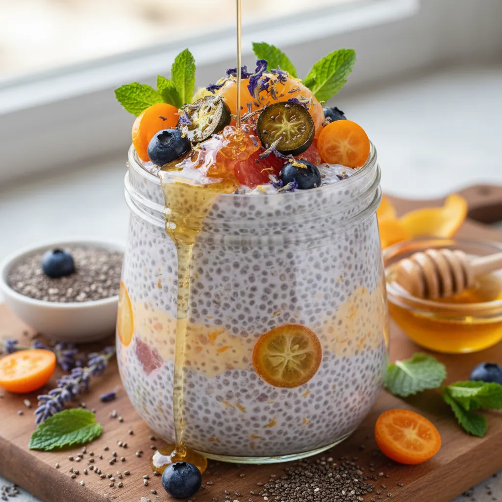 Mystical Lavender Citrus Chia Pudding with Honey Drizzle