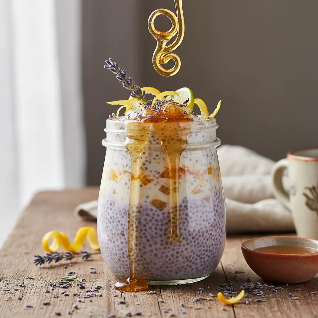 Mystical Lavender Citrus Chia Pudding with Honey Drizzle