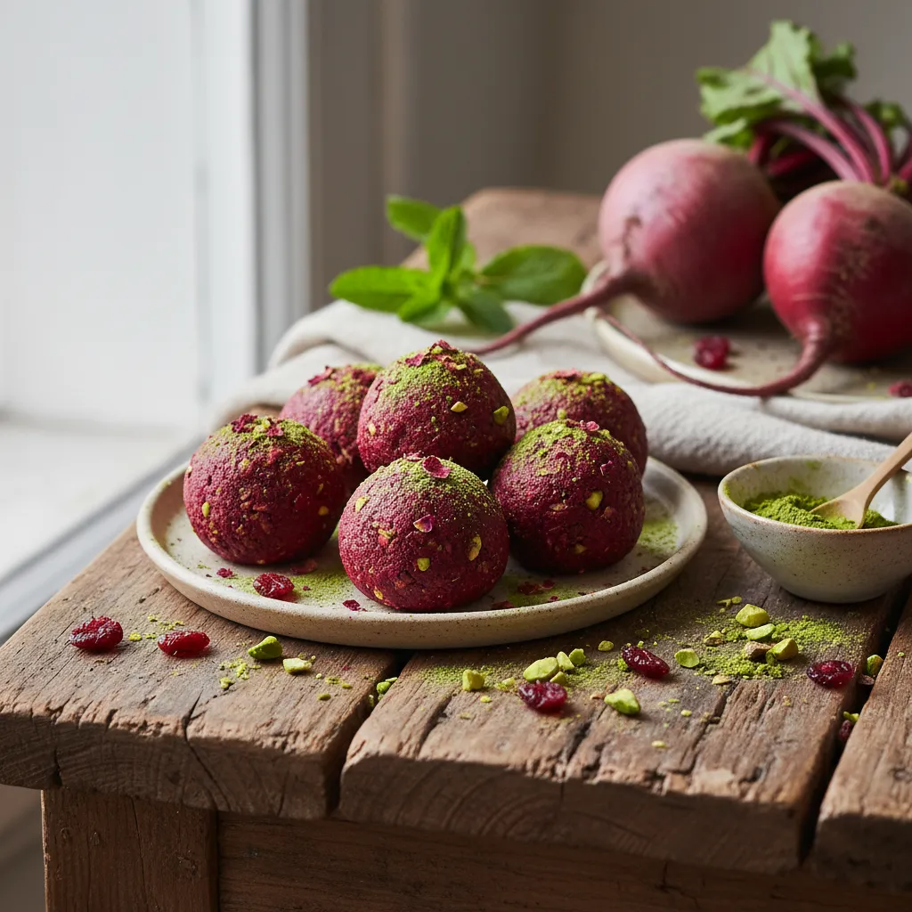 Mystical Matcha Beetroot Energy Bites