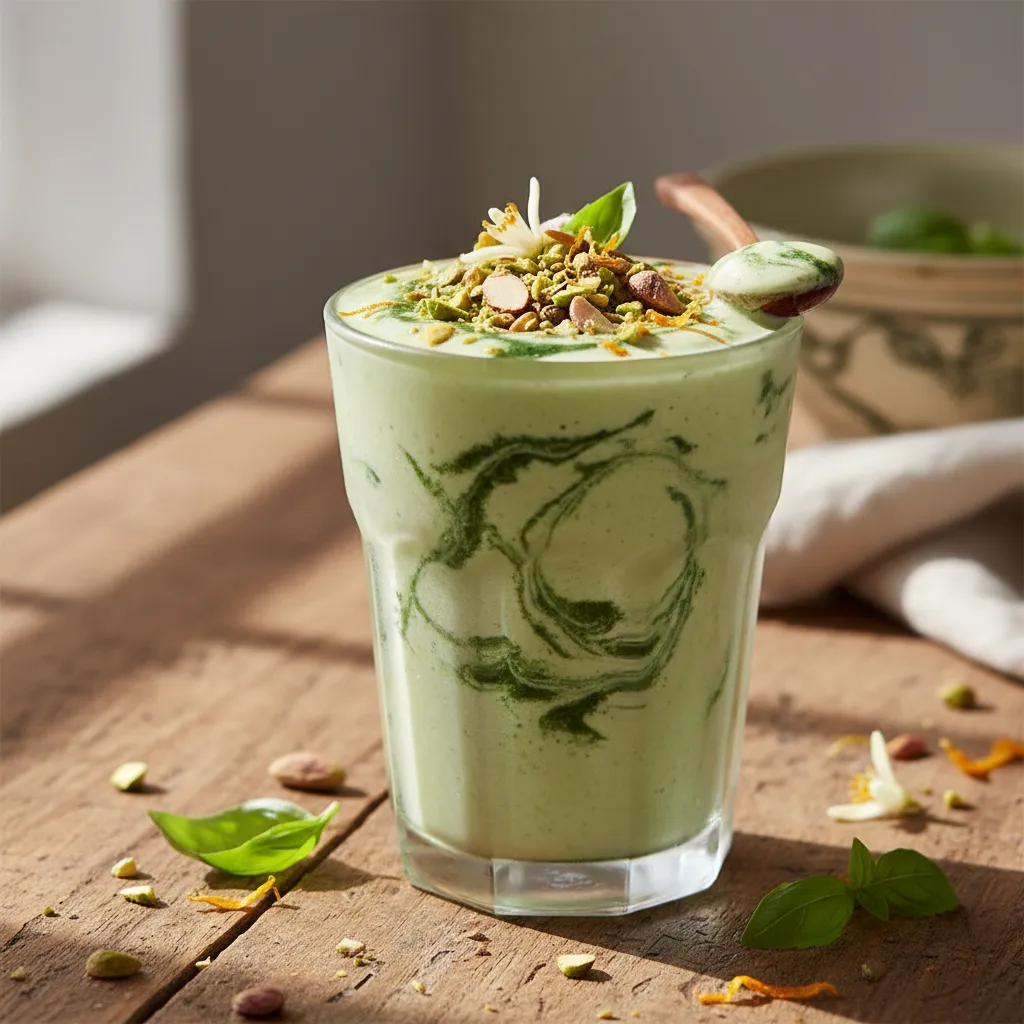 Nutty Basil Orange Blossom Smoothie with Spirulina Kick