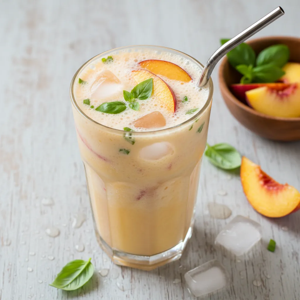 Peachy Basil Infusion Fizz Smoothie