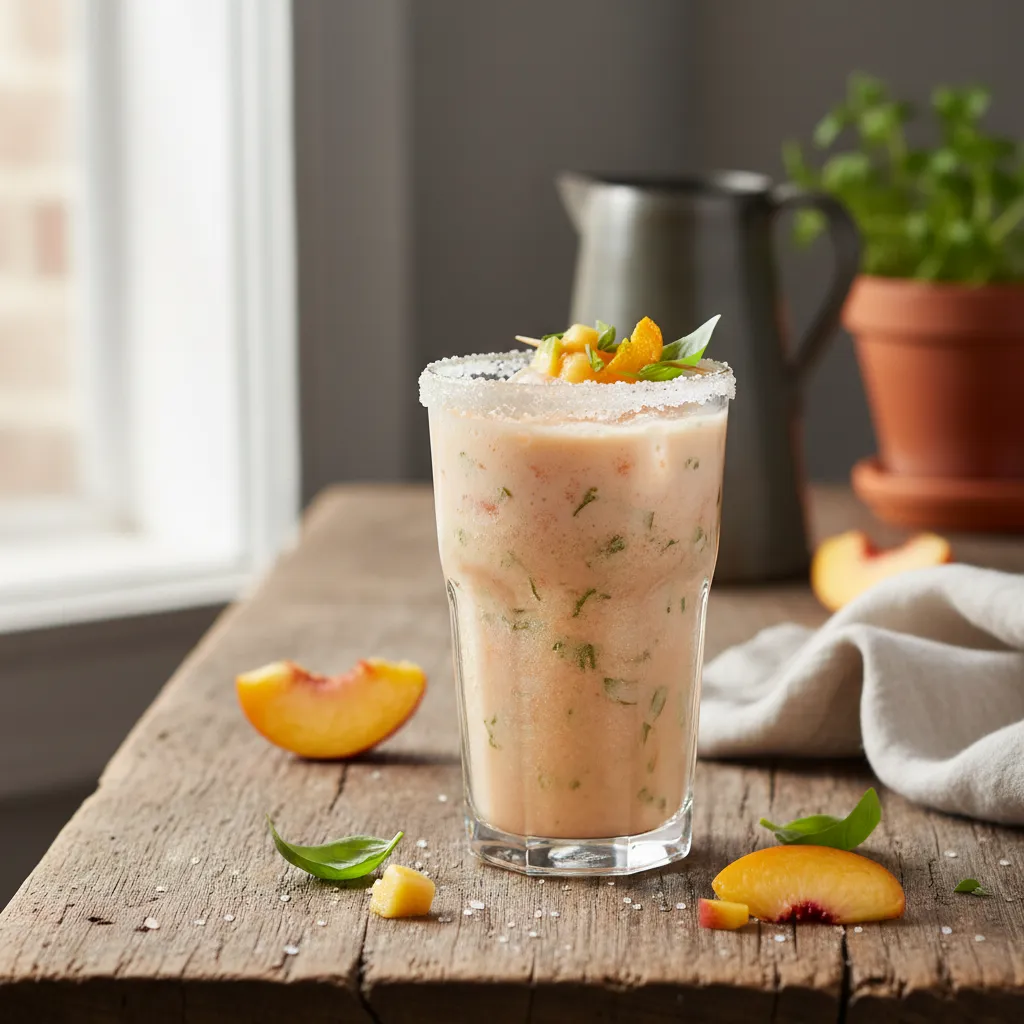 Peachy Basil Infusion Fizz Smoothie