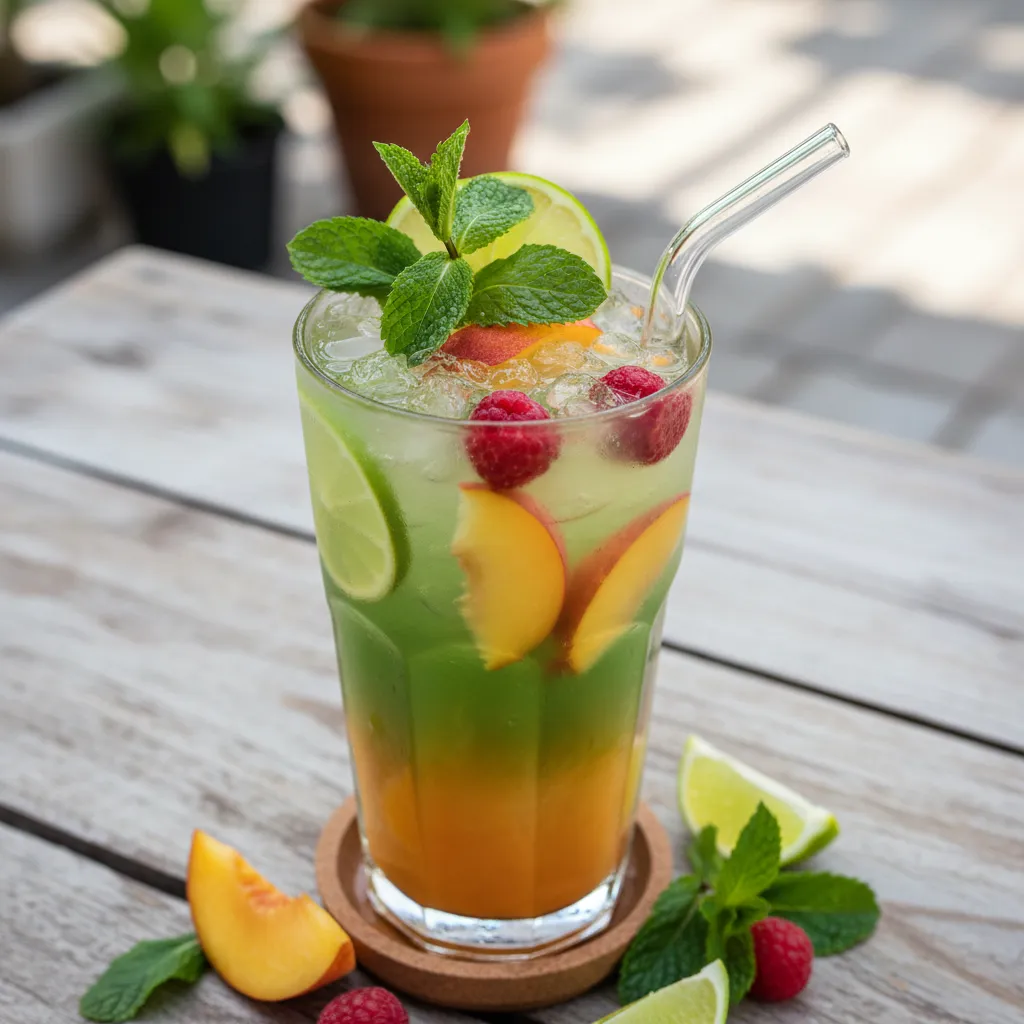 Peachy Green Tea Lemonade with Mint Infusion