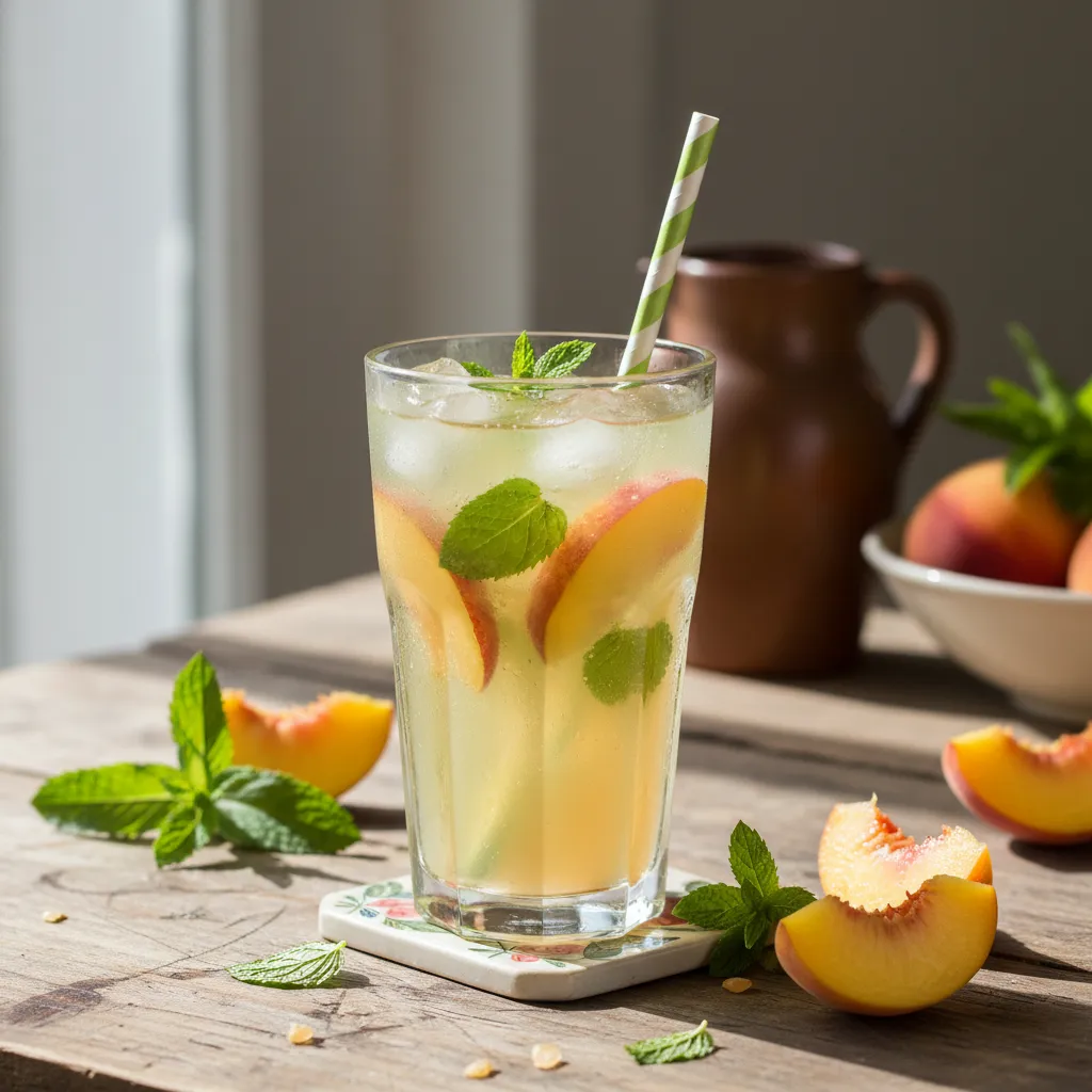 Peachy Green Tea Lemonade with Mint Infusion