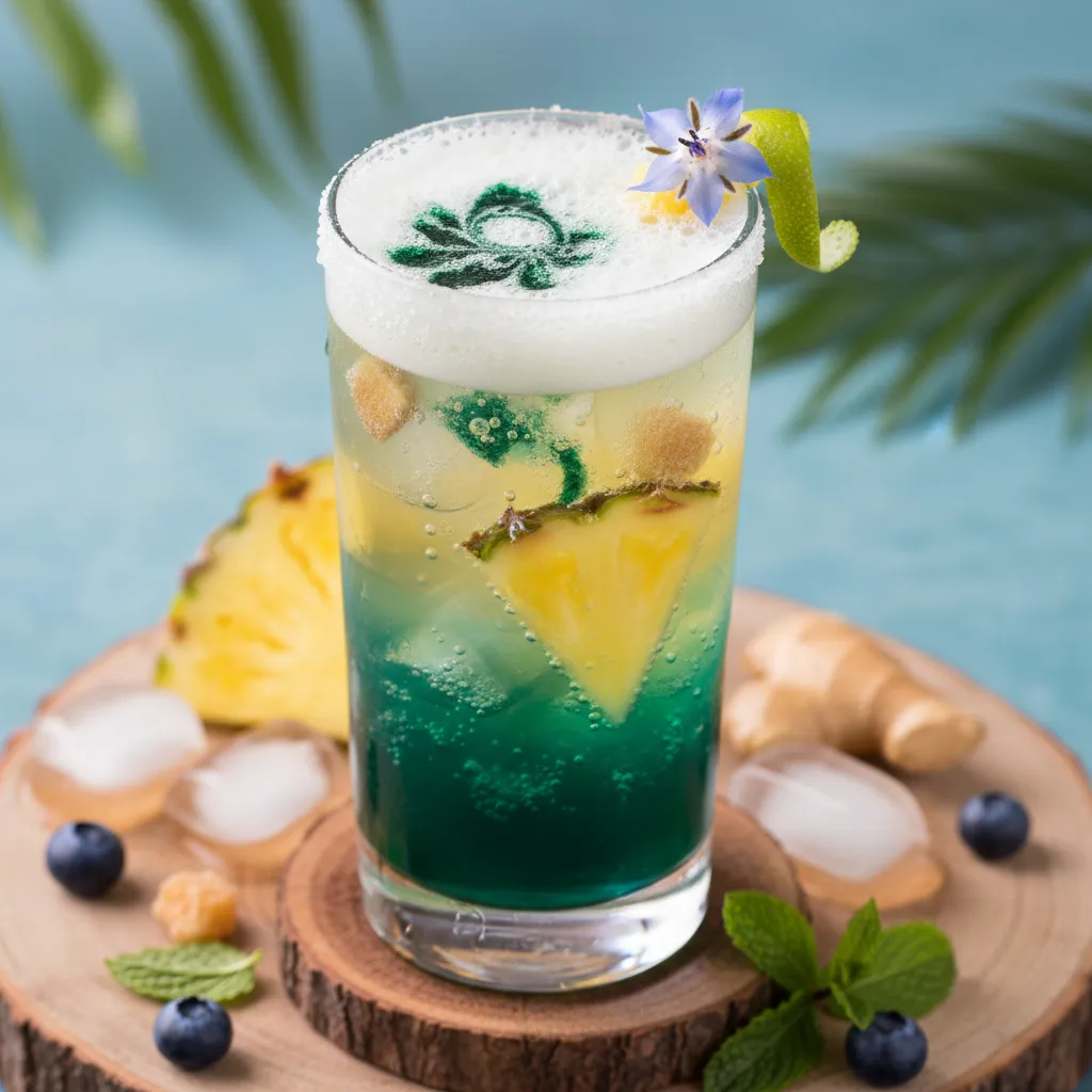 Pineapple Ginger Spirulina Sparkler
