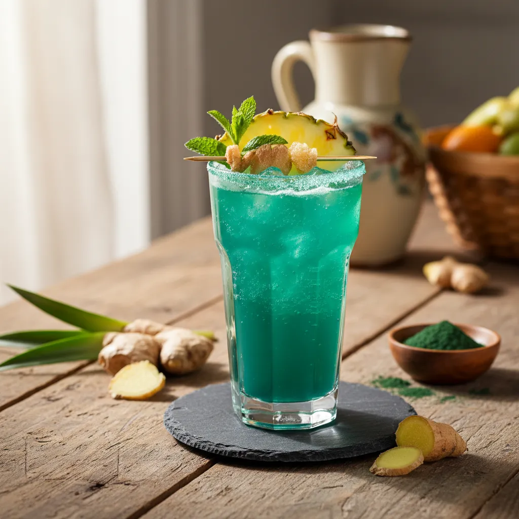 Pineapple Ginger Spirulina Sparkler