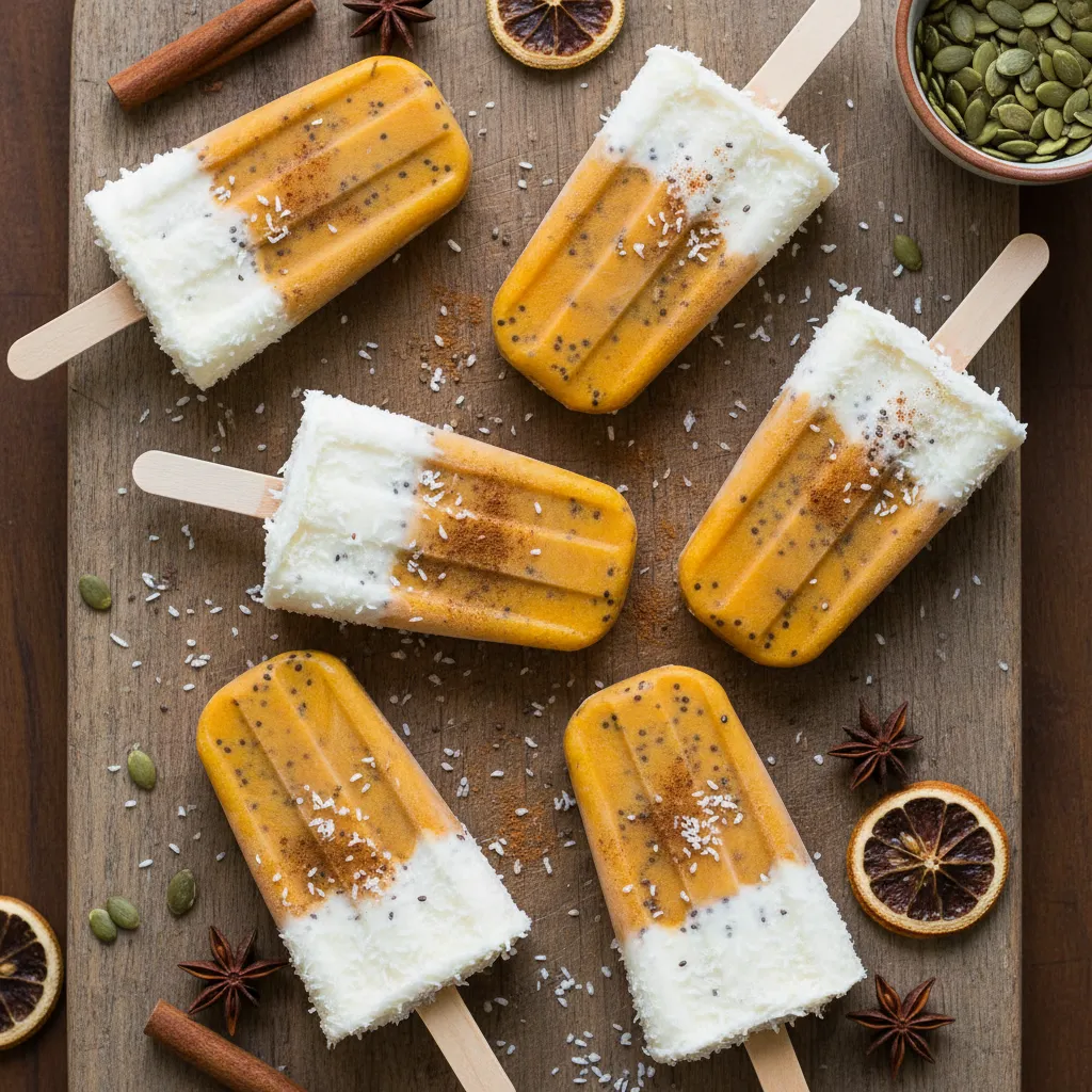 Pumpkin Spice Chia Coconut Popsicles