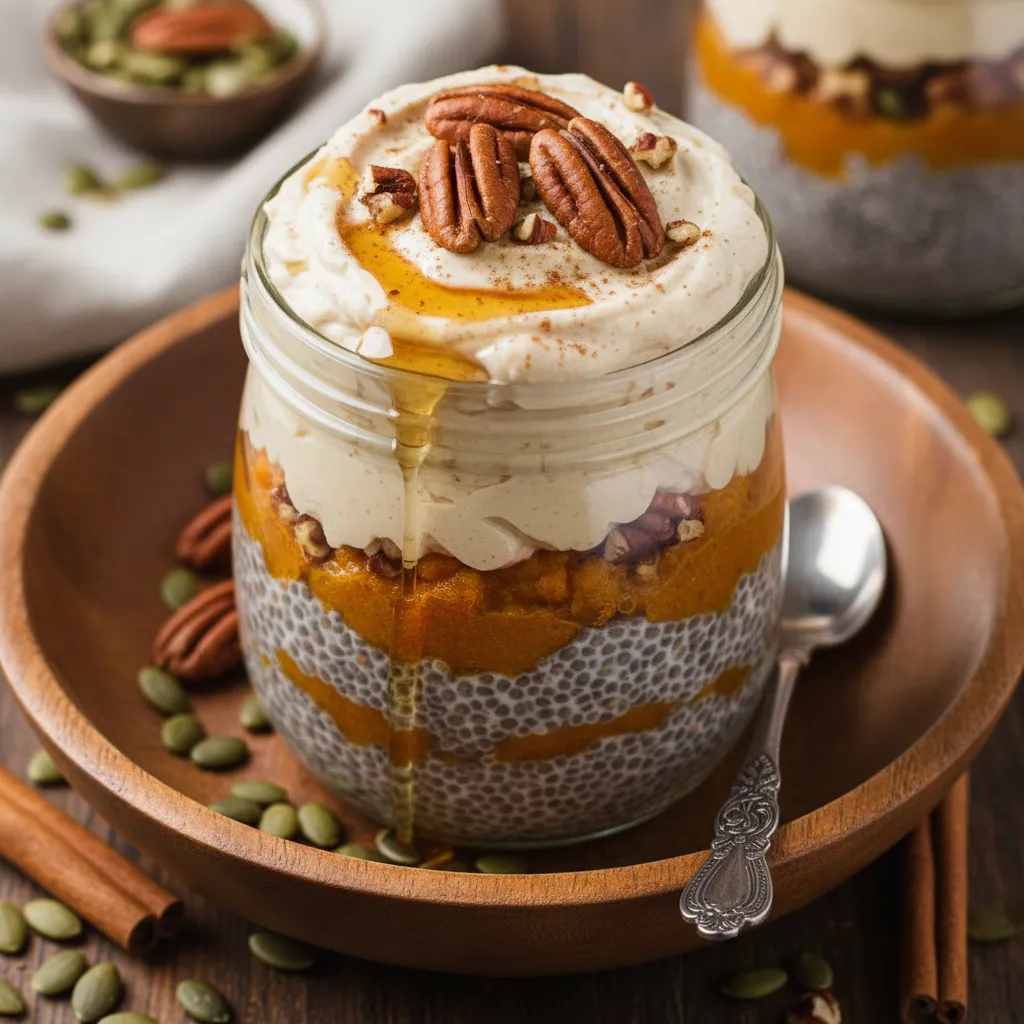 Pumpkin Spice Chia Parfait with Maple Cashew Cream
