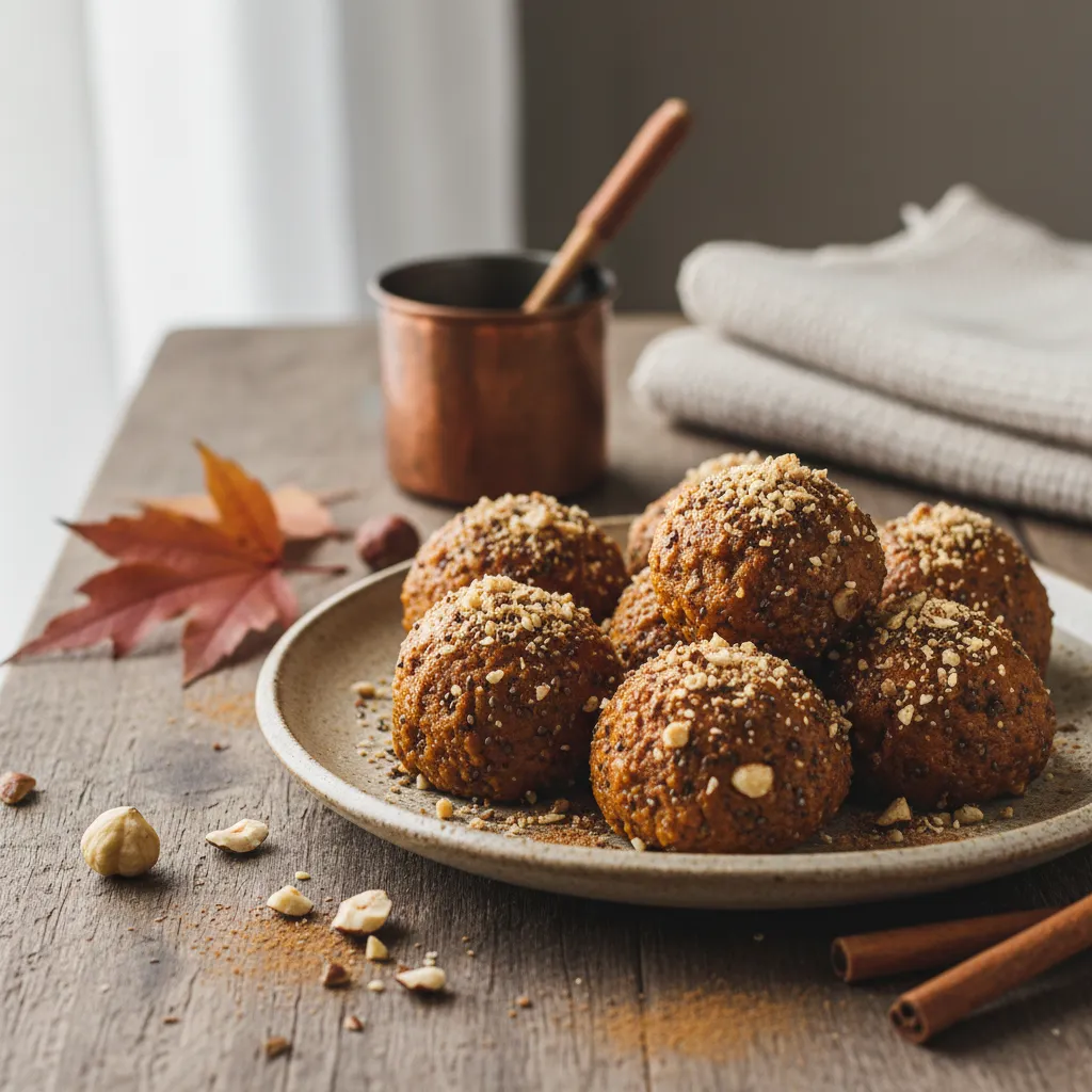 Pumpkin Spice Chia Pudding Bites with Hazelnut Crunch