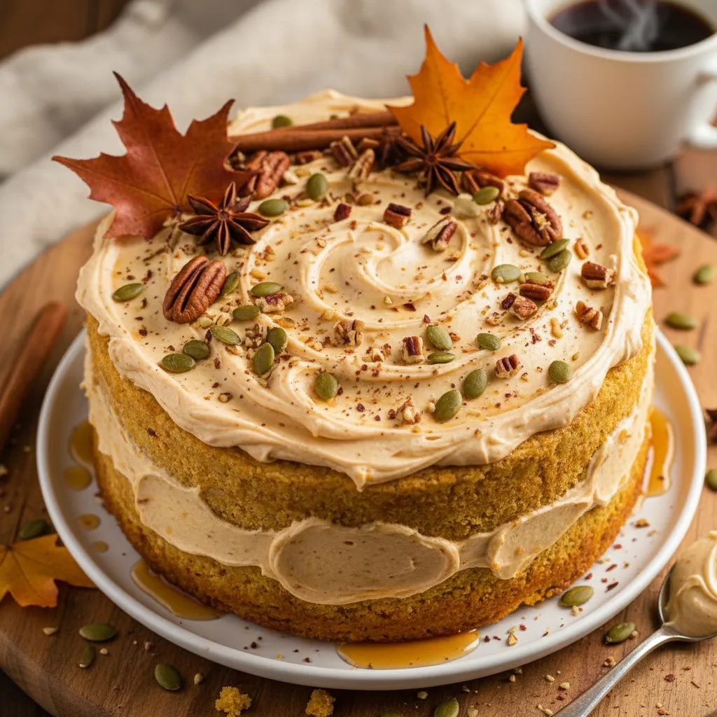 Pumpkin Spice Chickpea Cake with Maple Cream Cheese Frosting
