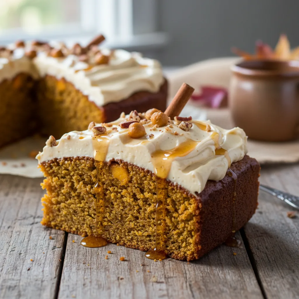 Pumpkin Spice Chickpea Cake with Maple Cream Cheese Frosting