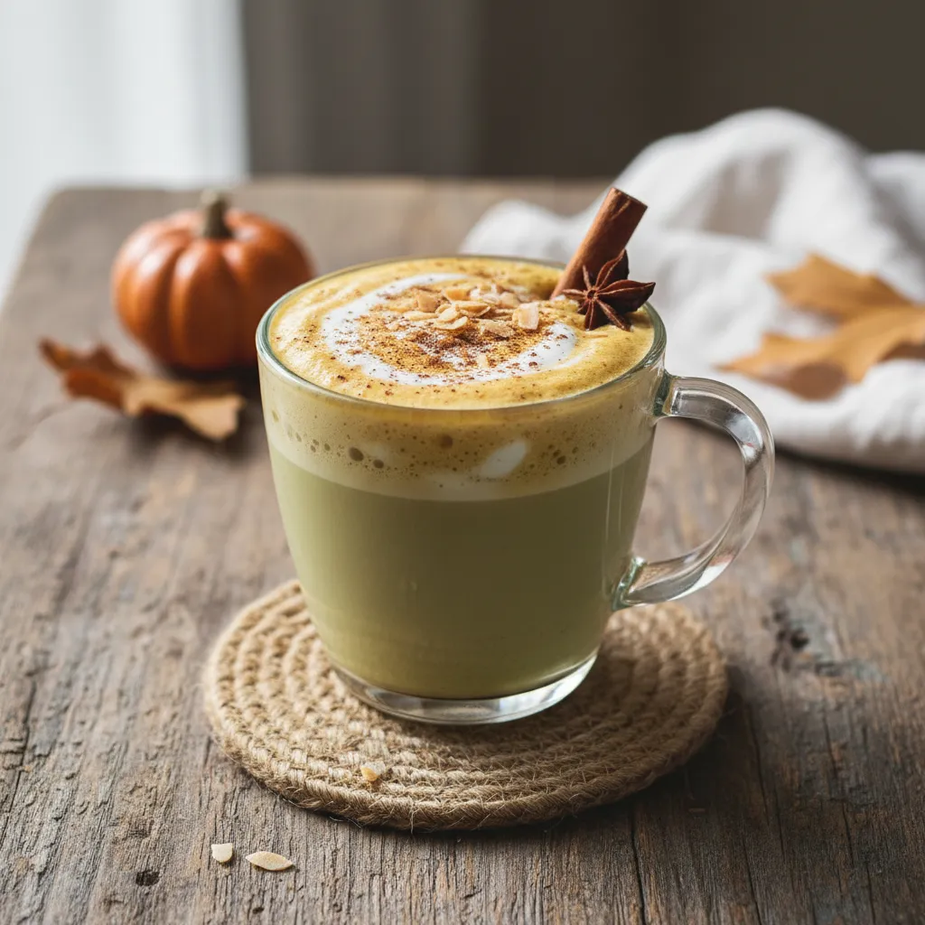 Pumpkin Spice Matcha Latte with a Coconut Twist