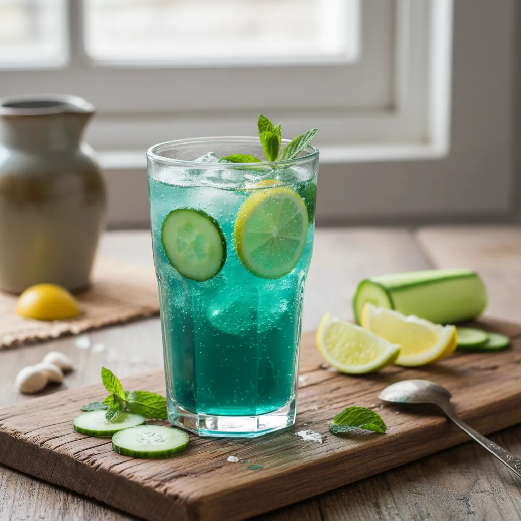 Refreshing Cucumber-Citrus Spirulina Sparkler