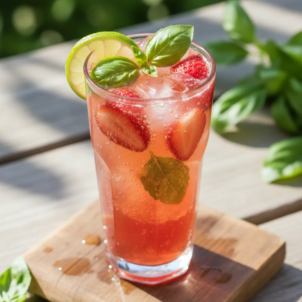 Refreshing Strawberry Basil Infusion Fizz