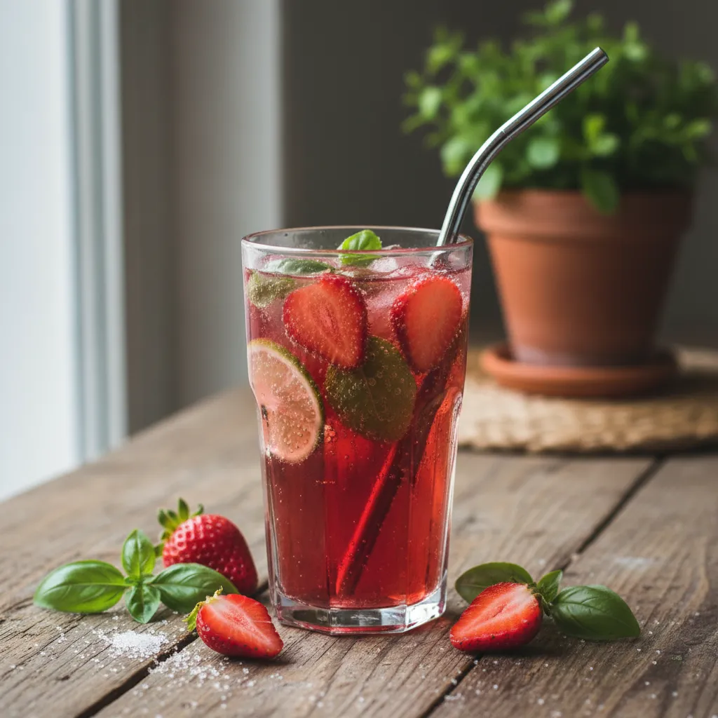 Refreshing Strawberry Basil Infusion Fizz