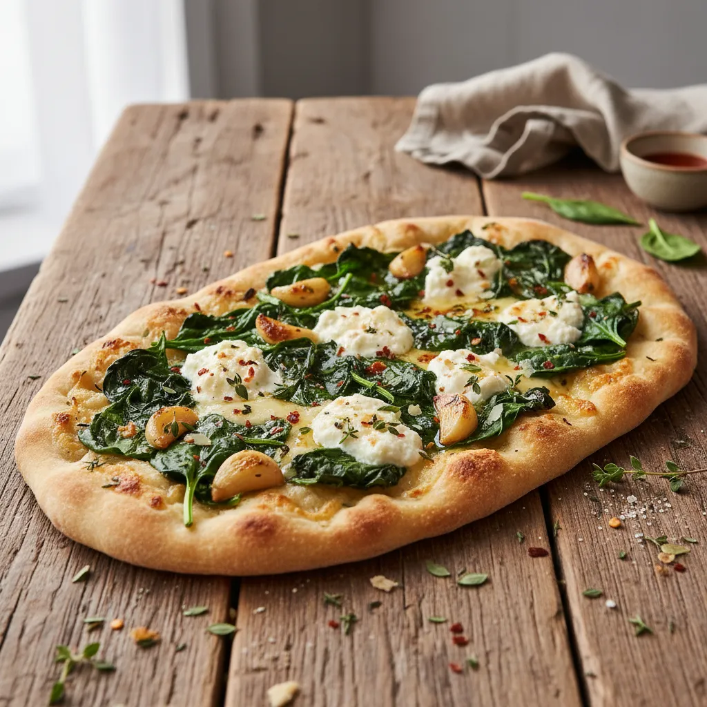 Roasted Garlic and Spinach Flatbread