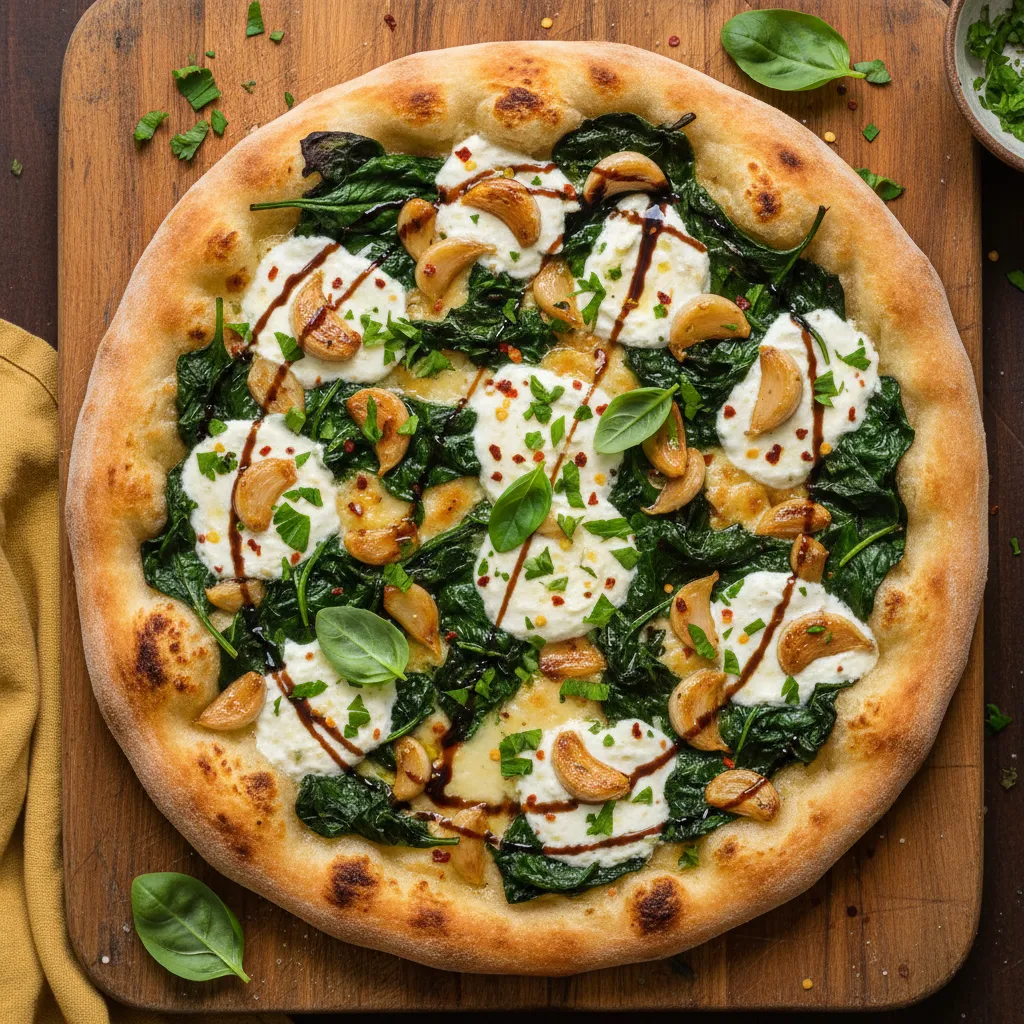 Roasted Garlic and Spinach Flatbread