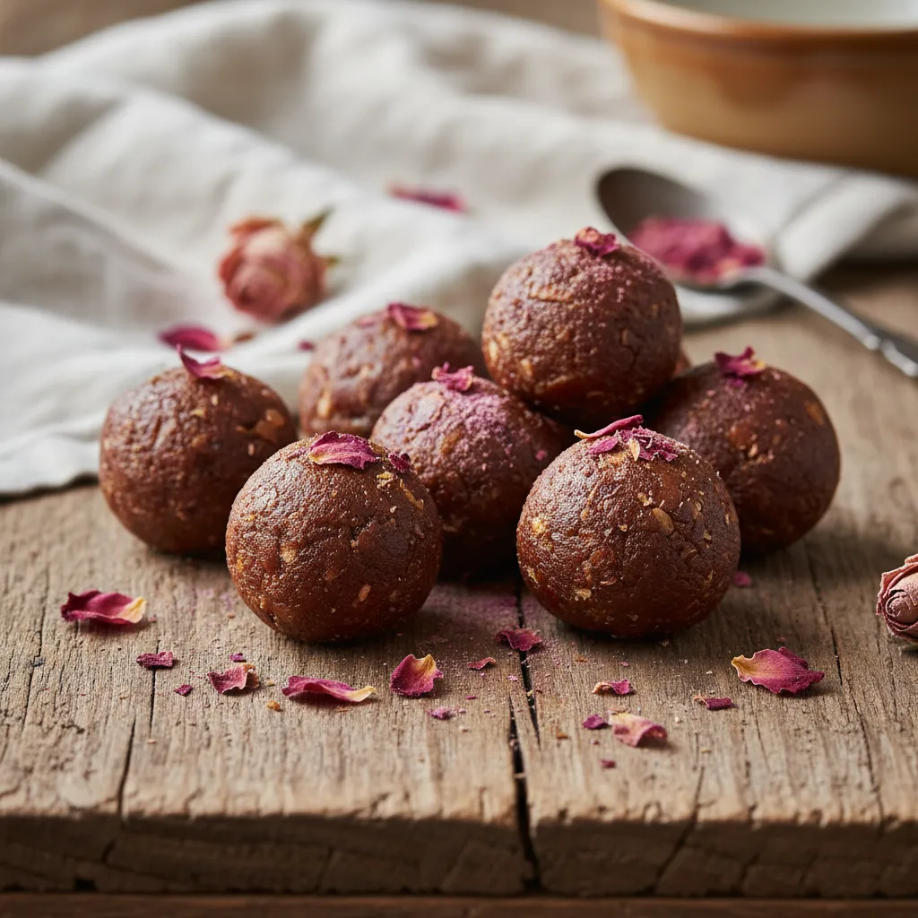 Rose Infused Vegan Date Energy Bites