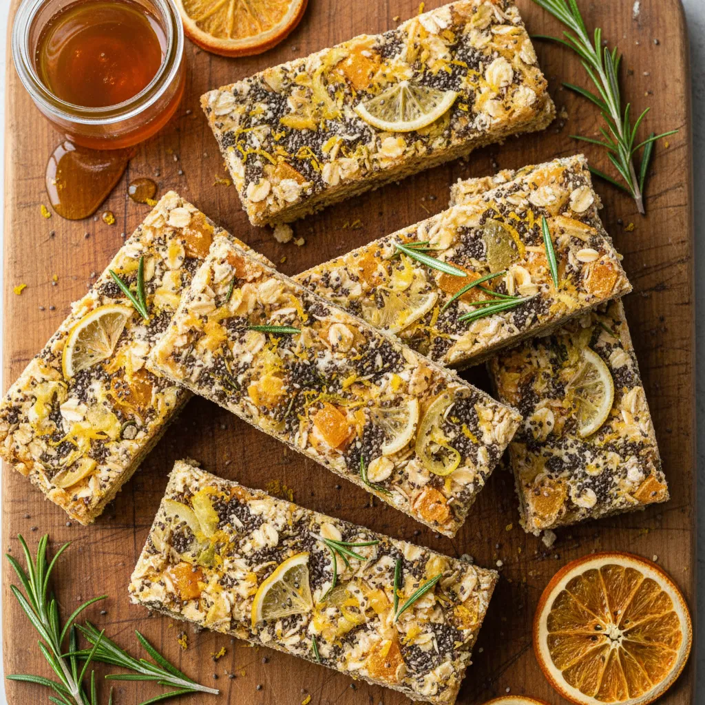 Rosemary Citrus Infused Chia Seed Protein Bars