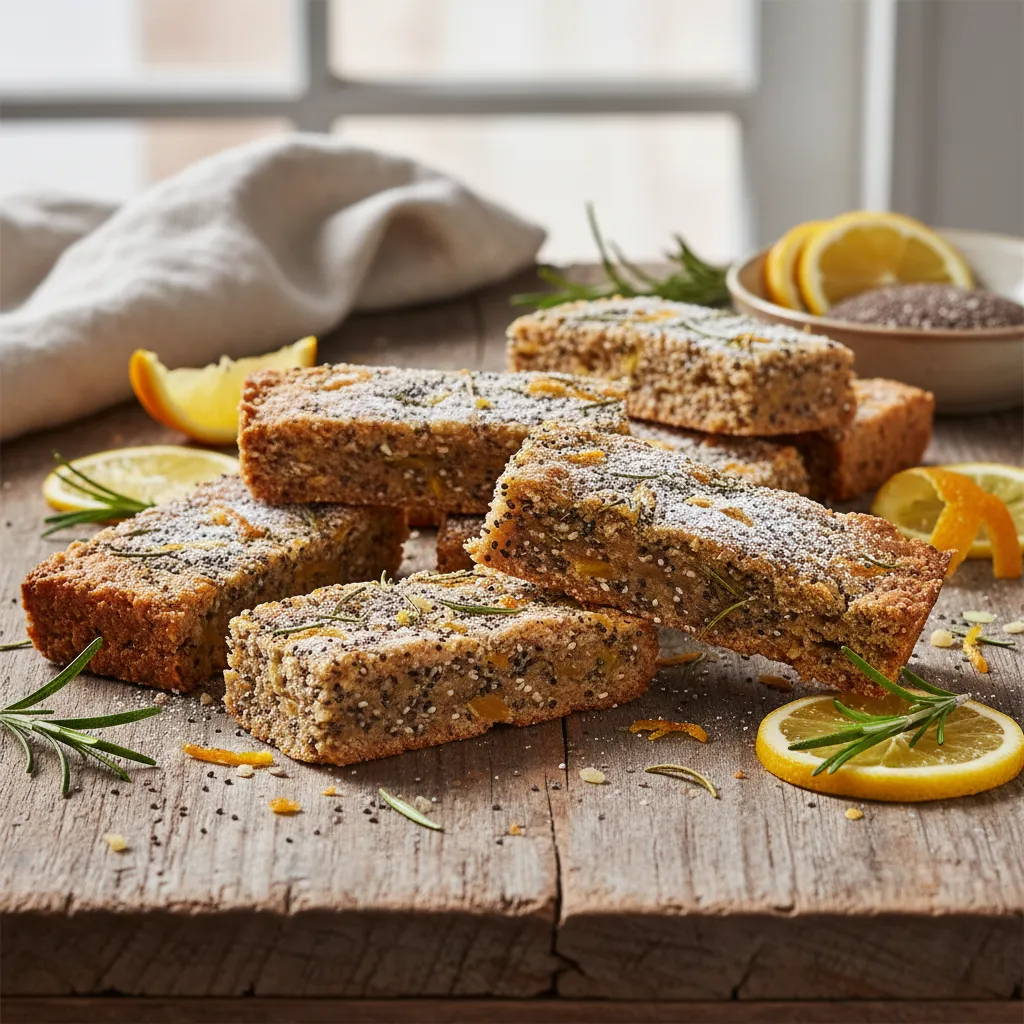 Rosemary Citrus Infused Chia Seed Protein Bars