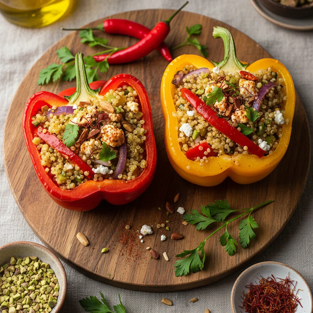 Saffron-Spiced Quinoa-Stuffed Bell Peppers