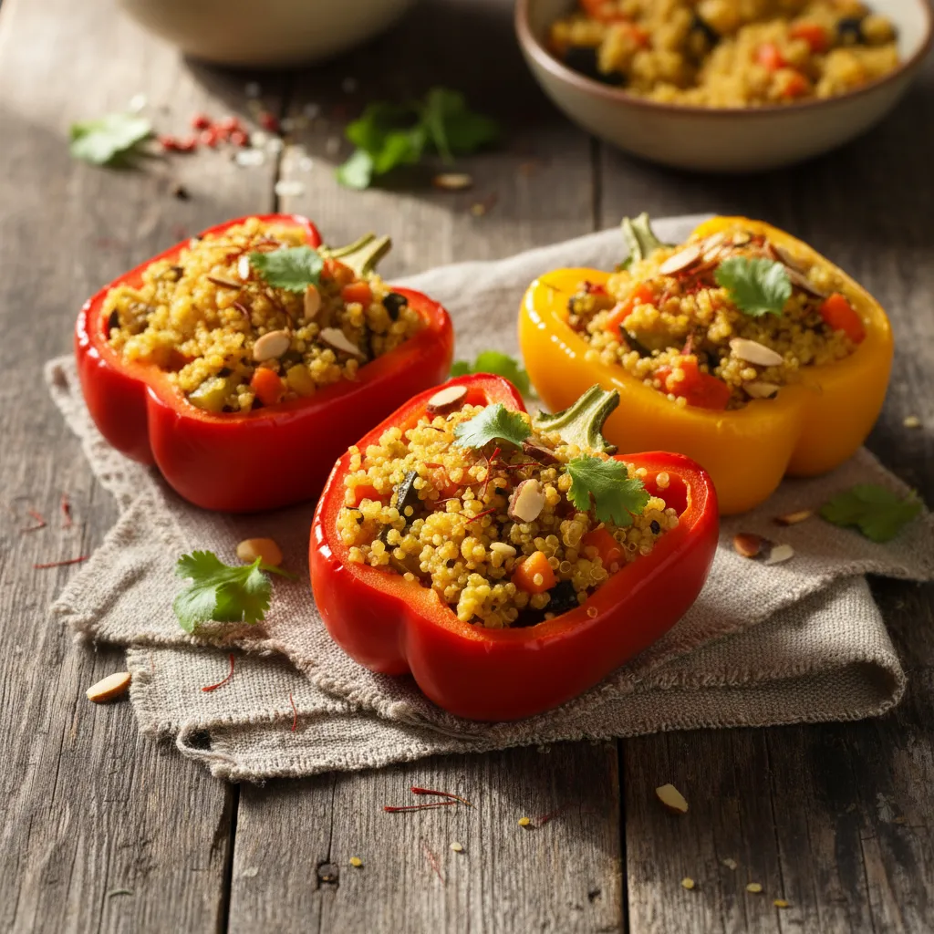 Saffron-Spiced Quinoa-Stuffed Bell Peppers