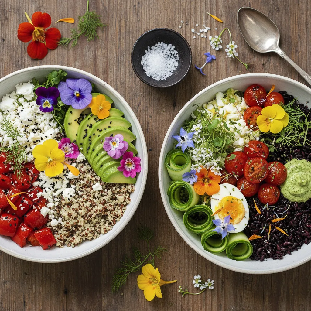 Savory Avocado & Edible Flower Grain Bowls