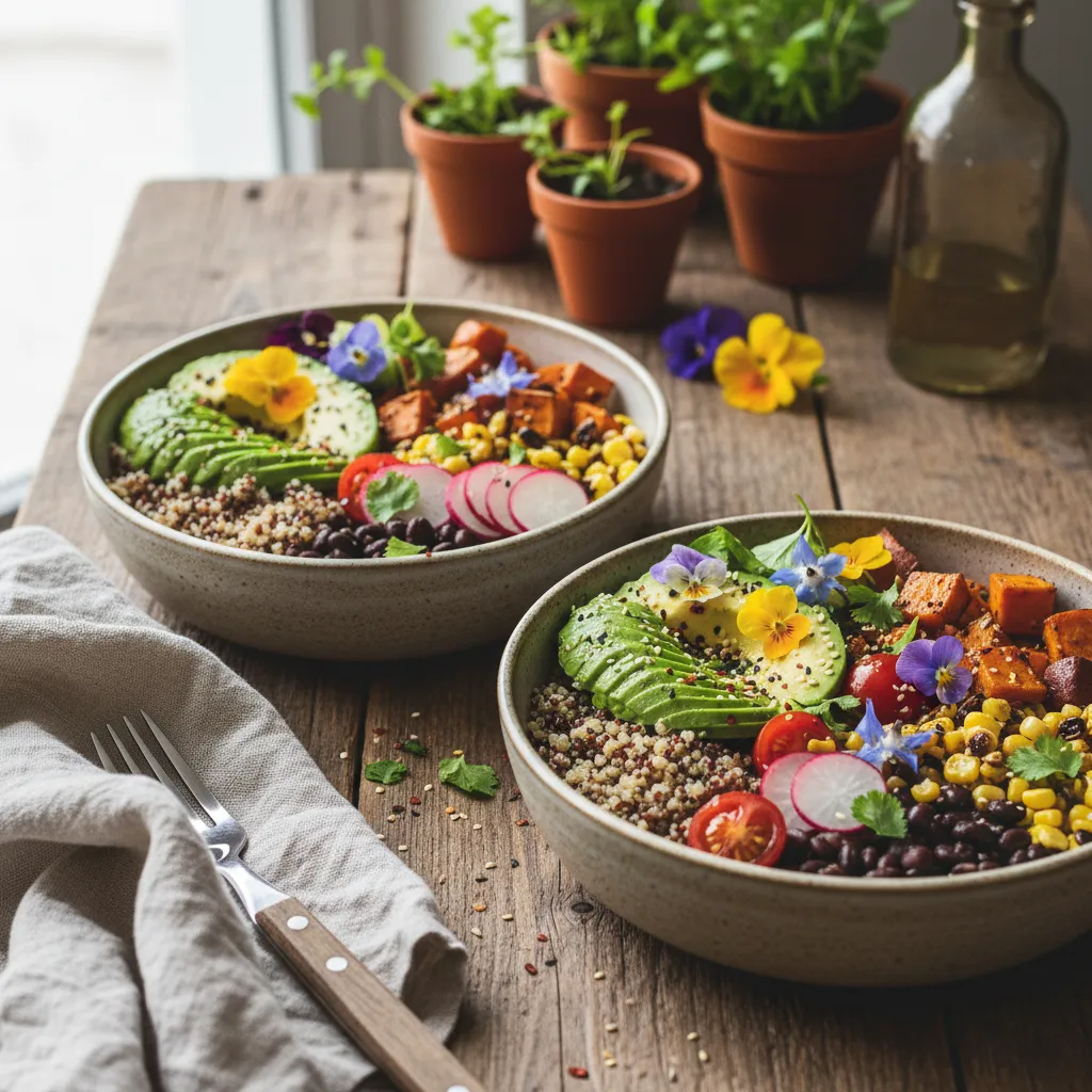 Savory Avocado & Edible Flower Grain Bowls