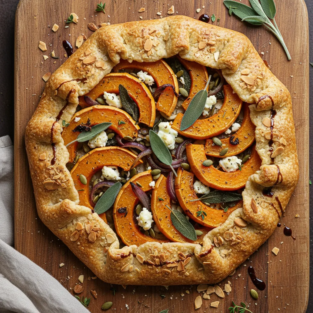 Savory Butternut Squash and Sage Galette with Almond Crust