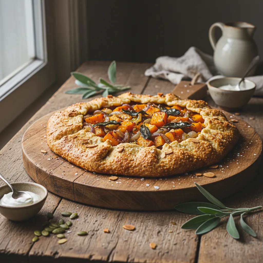Savory Butternut Squash and Sage Galette with Almond Crust