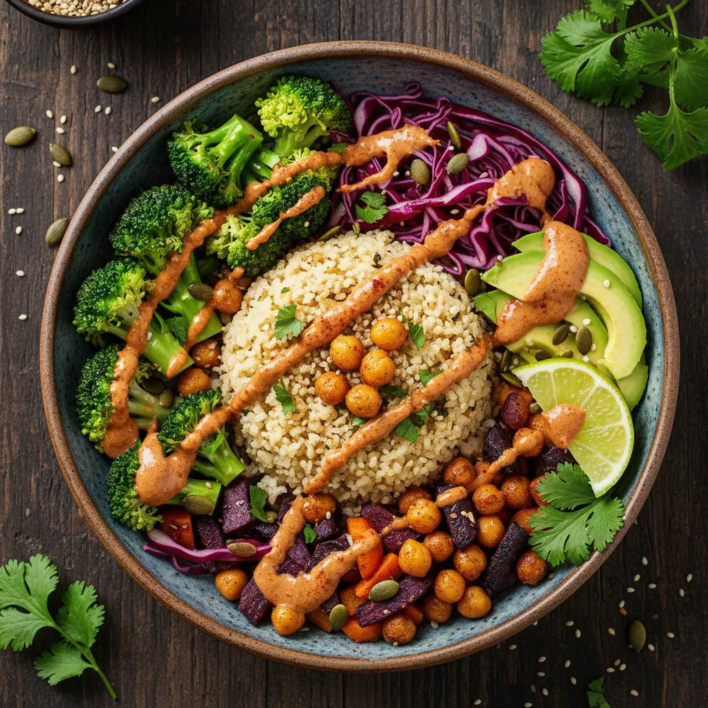 Savory Cauliflower Rice Buddha Bowl With Spicy Tahini Drizzle