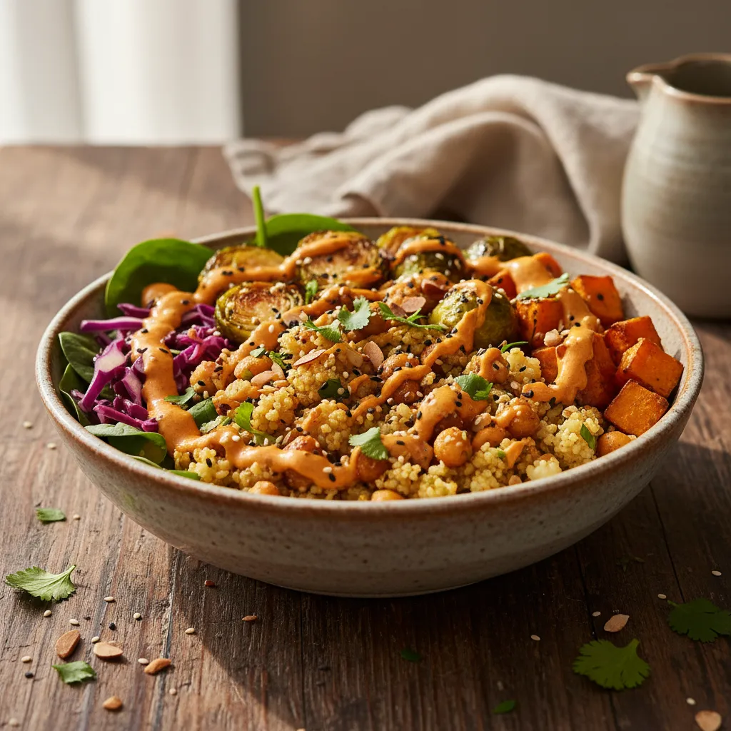 Savory Cauliflower Rice Buddha Bowl With Spicy Tahini Drizzle