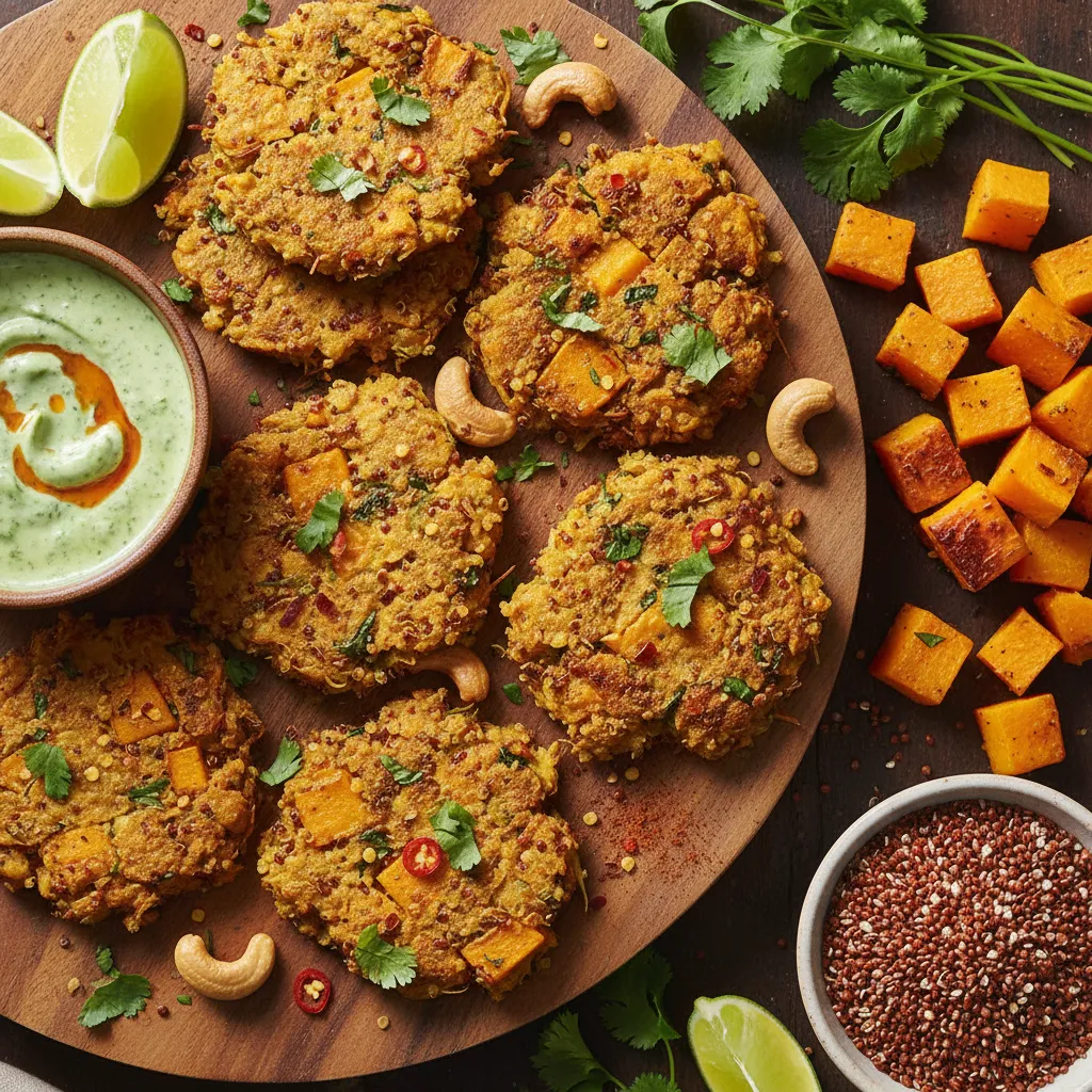 Savory Curry-Spiced Butternut Squash Quinoa Fritters