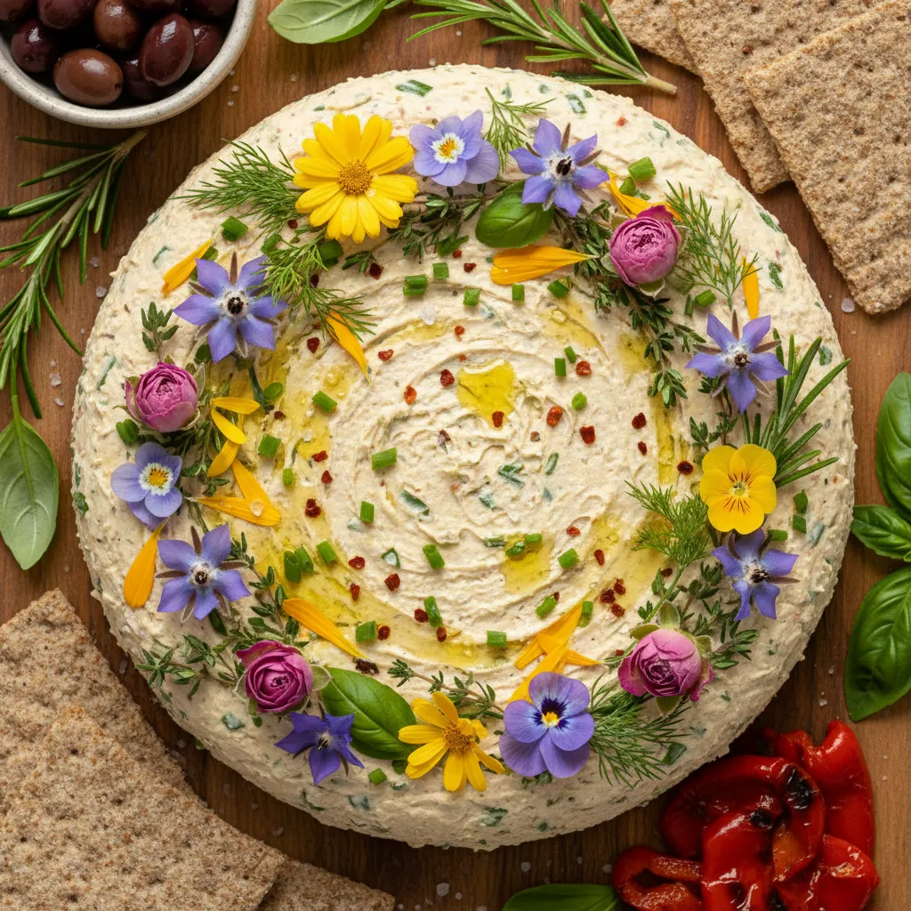 Savory Edible Flower & Herb Vegan Cheese Spread