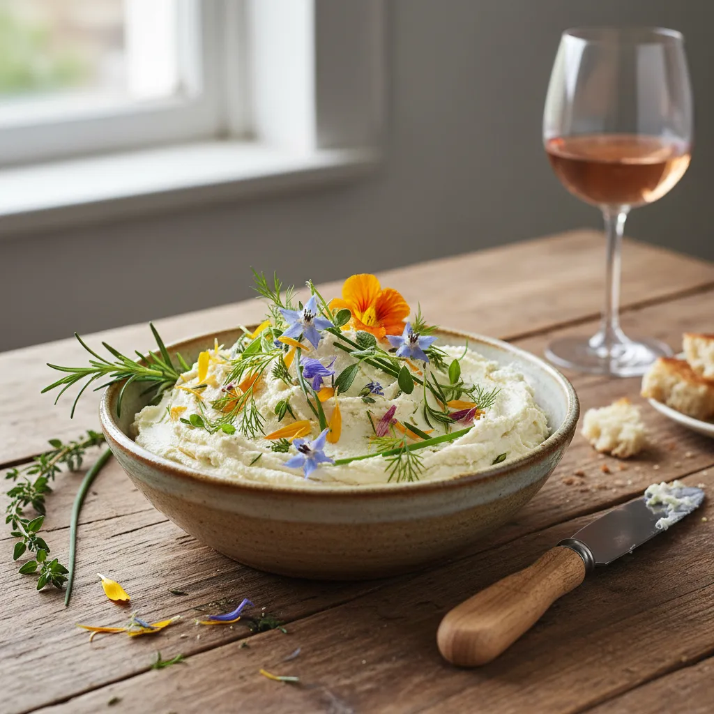 Savory Edible Flower & Herb Vegan Cheese Spread