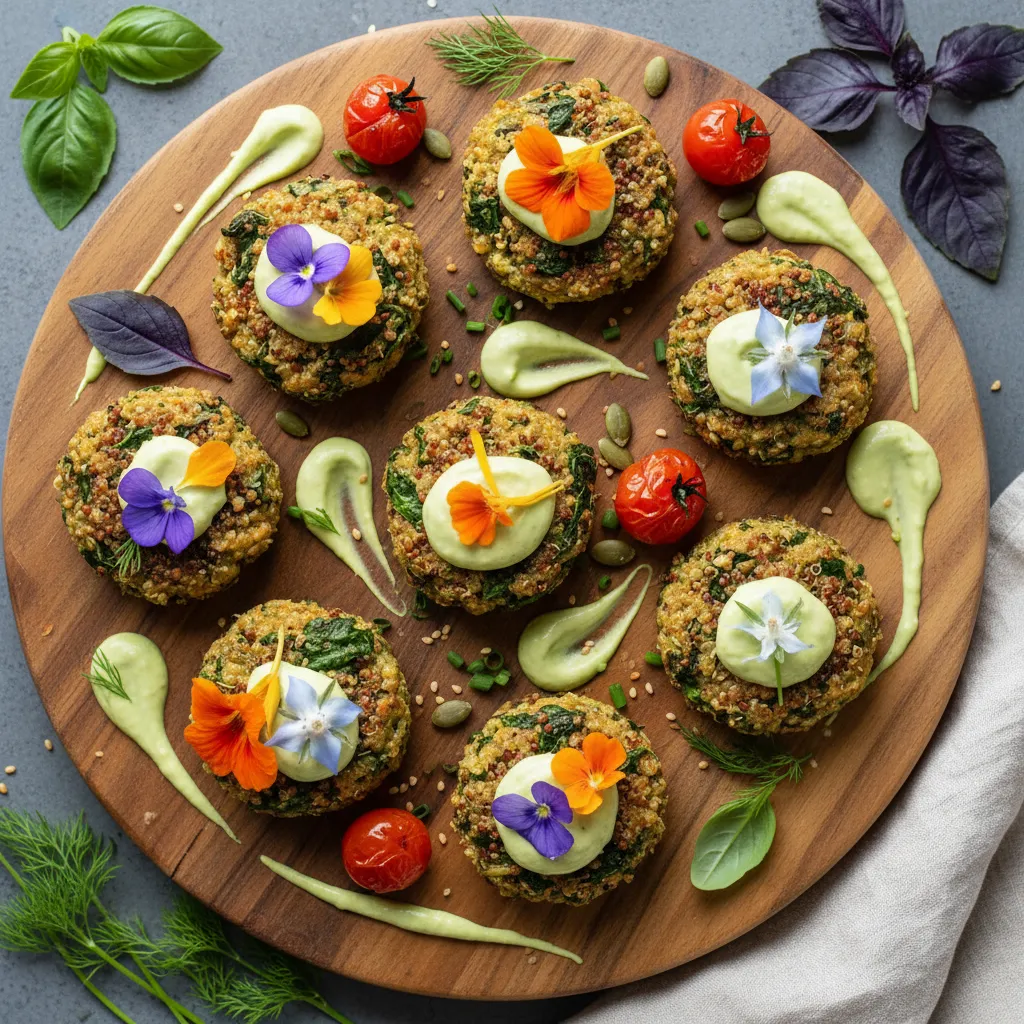 Savory Edible Flower and Spinach Quinoa Bites