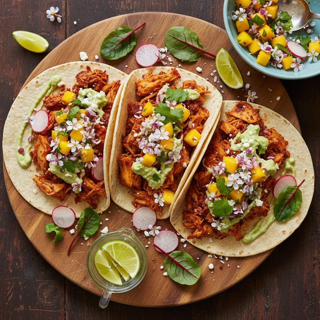 Savory Jackfruit Tacos with May Blossom Salsa