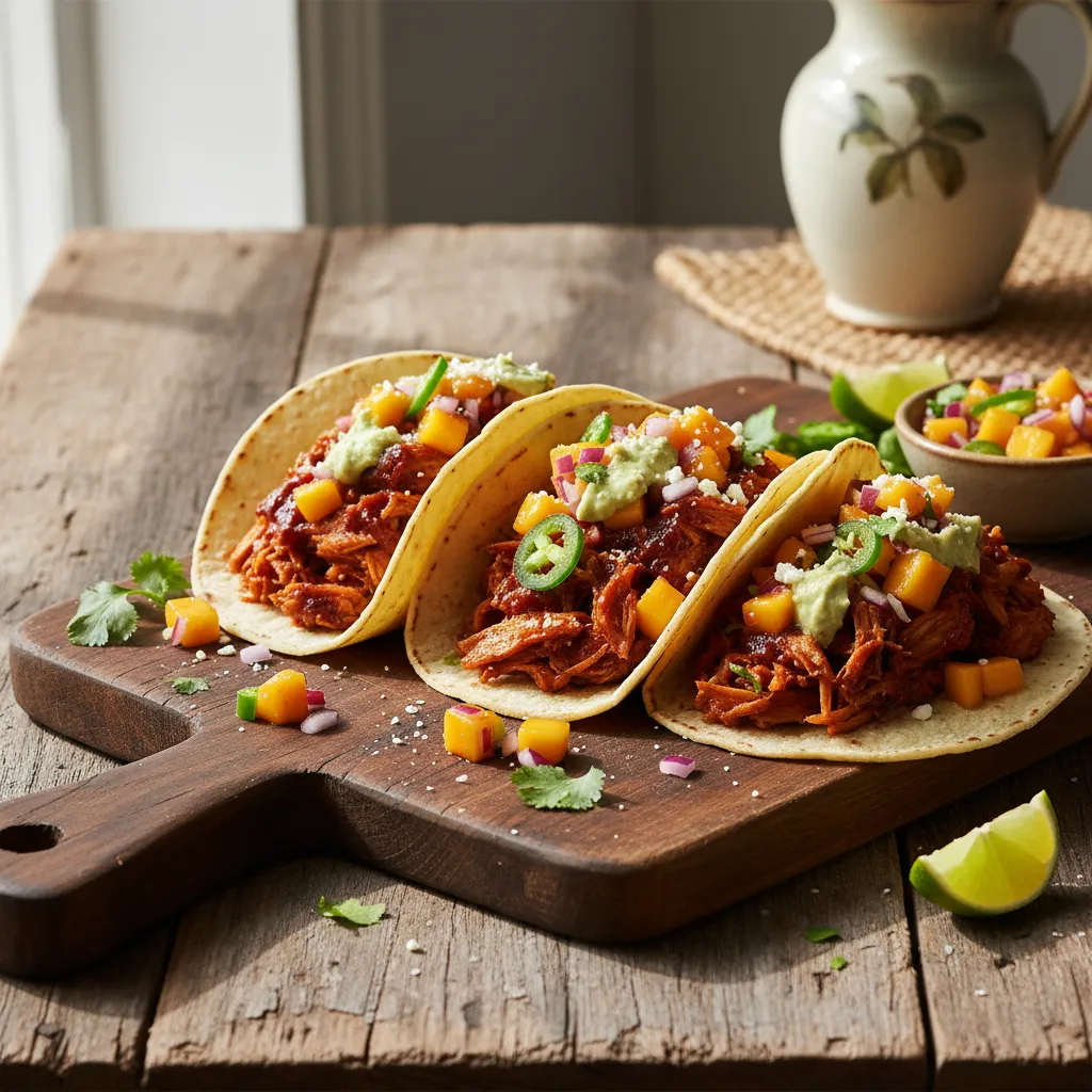 Savory Jackfruit Tacos with Spicy Mango Salsa
