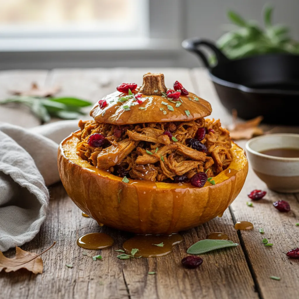 Savory Jackfruit and Cranberry Stuffed Acorn Squash with Maple Sage Glaze