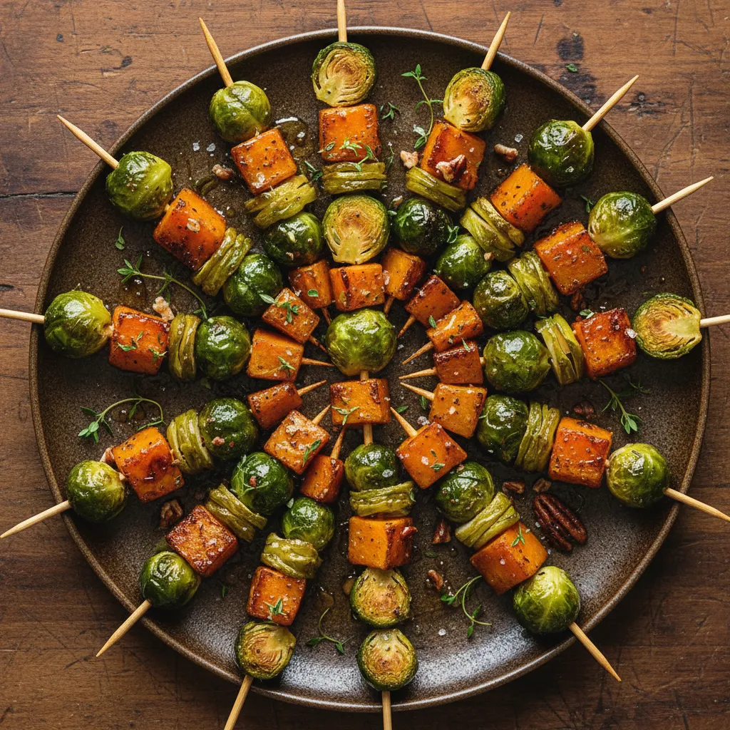 Savory Maple-Glazed Brussels Sprouts and Butternut Squash Skewers