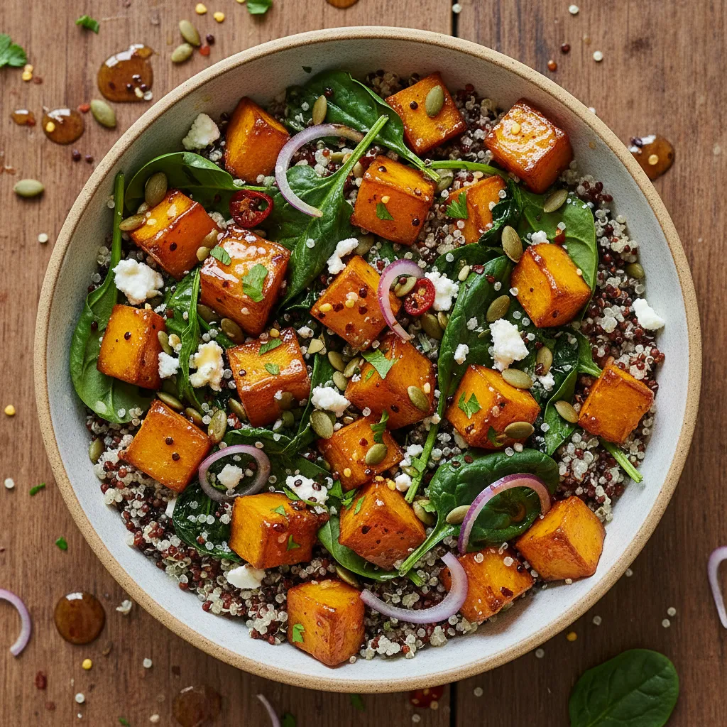 Savory Maple-Glazed Pumpkin and Spinach Quinoa Bowl