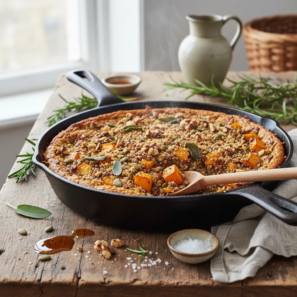 Savory Maple Infused Squash and Lentil Quinoa Bake