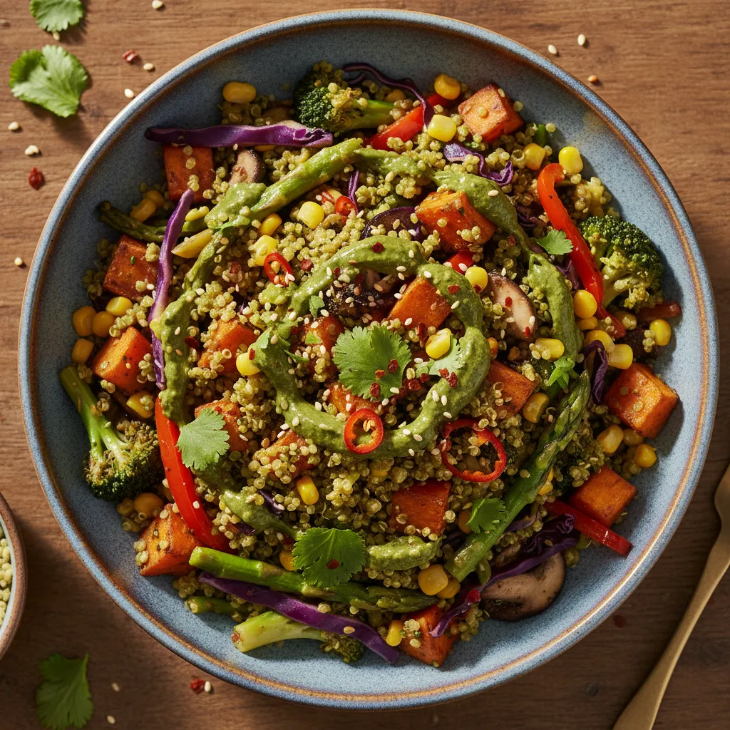 Savory Matcha Quinoa Stir-Fry with Seasonal Veggies